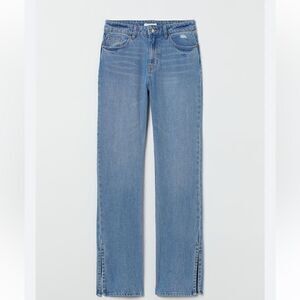 H&M Divided 90s Straight Jean High Waist Split Hem | SZ 2
